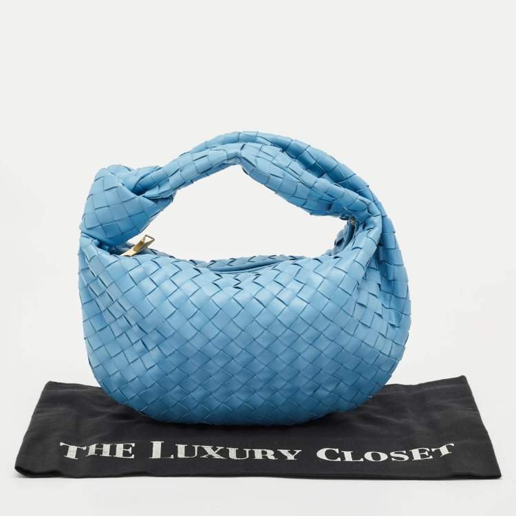 Pre Owned Bottega Veneta Light Blue Intrecciato Leather Small Jodie Hobo