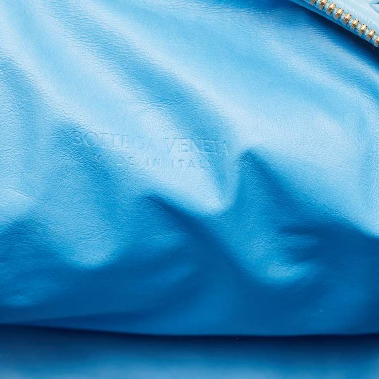 Pre Owned Bottega Veneta Light Blue Intrecciato Leather Small Jodie Hobo