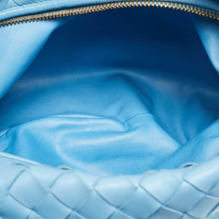 Pre Owned Bottega Veneta Light Blue Intrecciato Leather Small Jodie Hobo