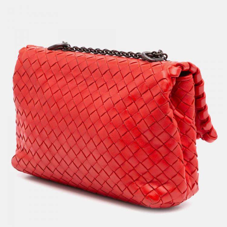 Pre Owned Bottega Veneta Red Baby Nappa Intrecciato Olimpia Crossbody