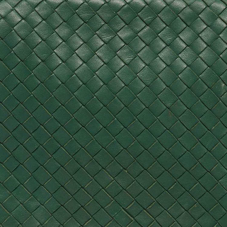 Pre Owned Bottega Veneta Green Intrecciato Leather Flap Crossbody Bag