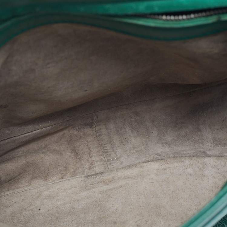 Pre Owned Bottega Veneta Green Intrecciato Leather Flap Crossbody Bag