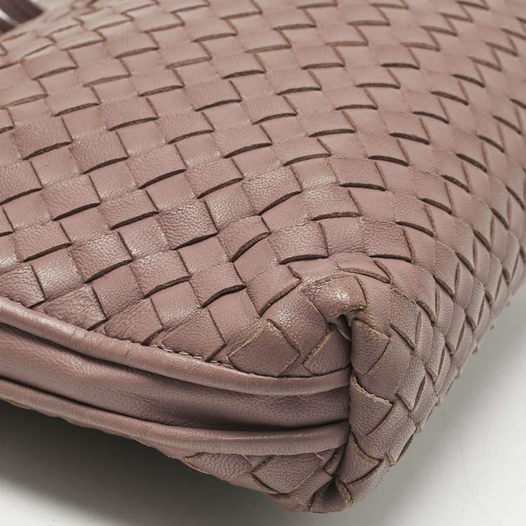 Pre Owned Bottega Veneta Mauve Intrecciato Leather Nodini Crossbody Bag
