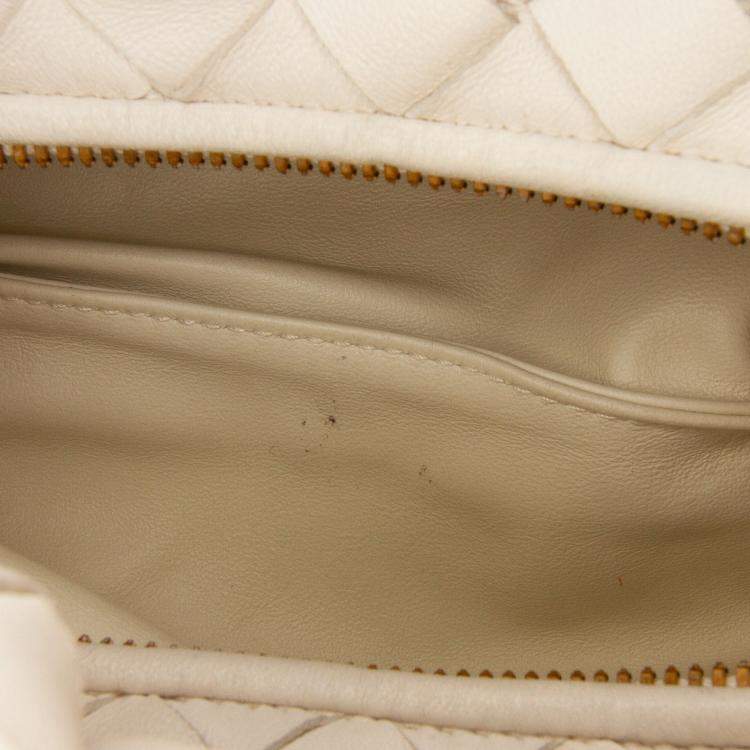Pre Owned Bottega Veneta White Mini Nappa Intrecciato Jodie