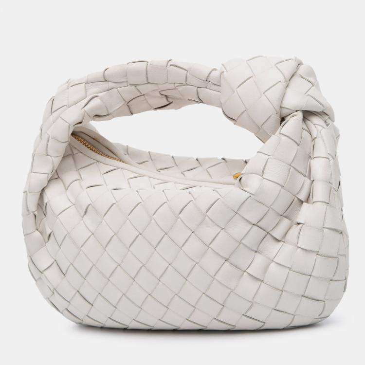Pre Owned Bottega Veneta White Mini Nappa Intrecciato Jodie
