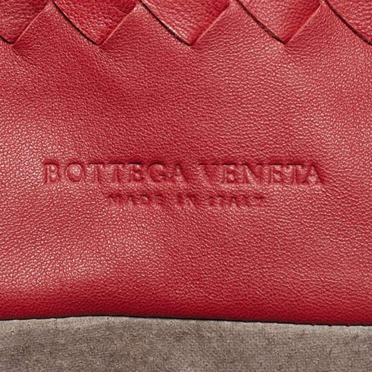 Pre Owned Bottega Veneta Red Intrecciato Leather Tote