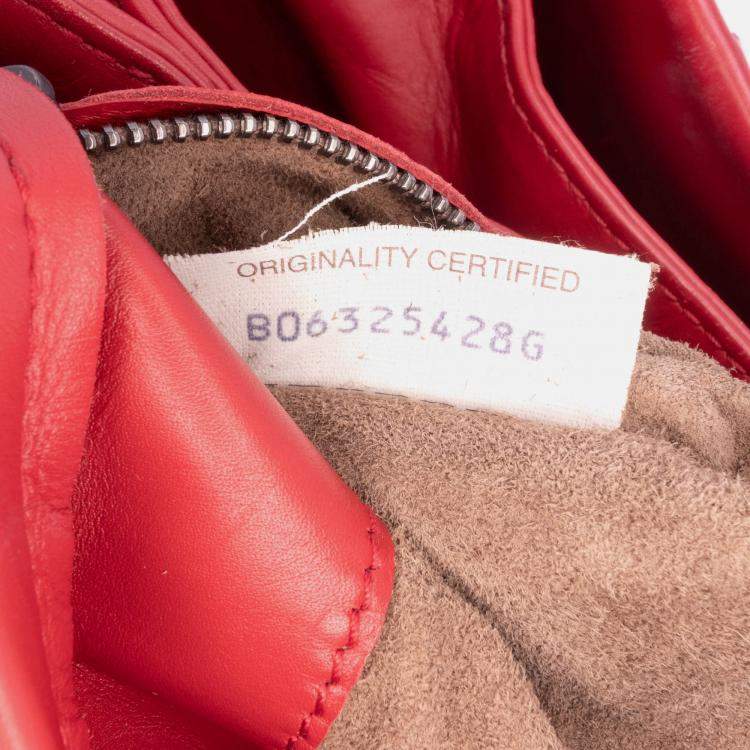 Pre Owned Bottega Veneta Red Mini Nappa Intrecciato Roma Satchel