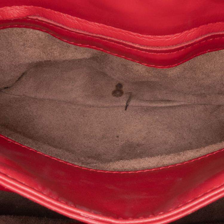 Pre Owned Bottega Veneta Red Mini Nappa Intrecciato Roma Satchel