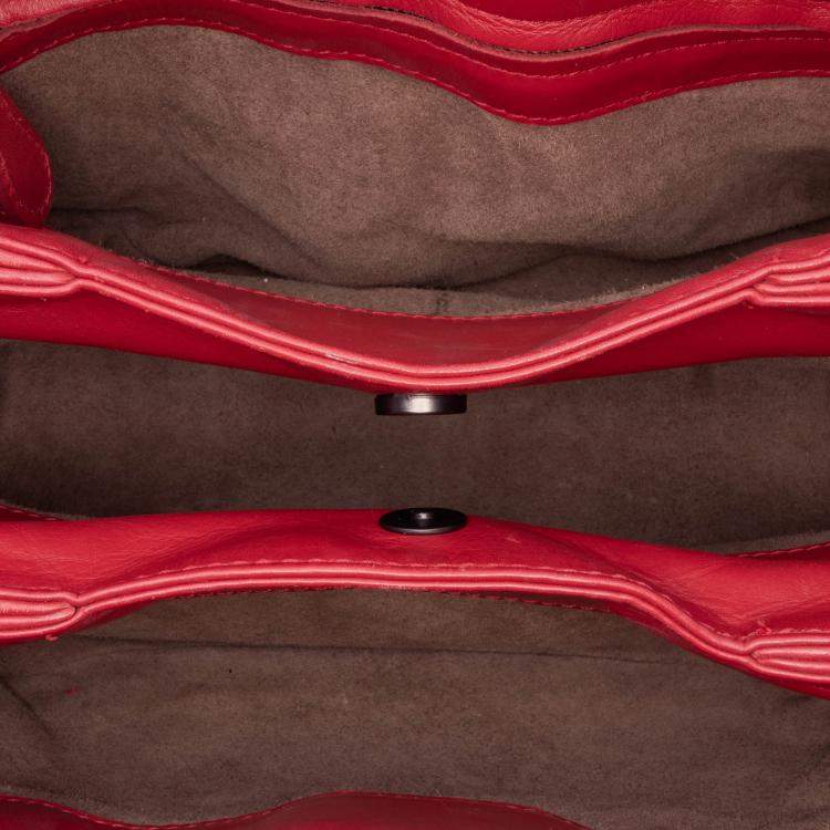 Pre Owned Bottega Veneta Red Mini Nappa Intrecciato Roma Satchel