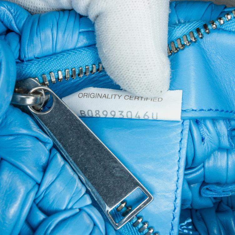 Pre Owned Bottega Veneta Blue Foulard Intrecciato Banana Bag