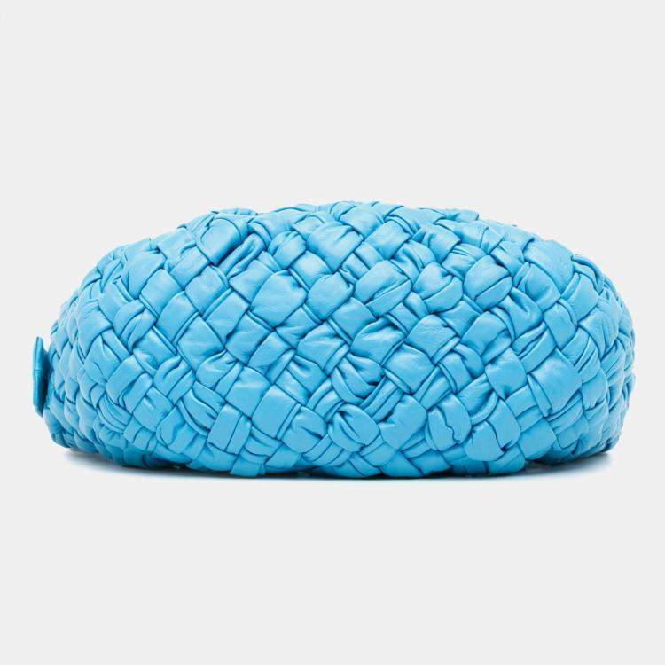 Pre Owned Bottega Veneta Blue Foulard Intrecciato Banana Bag