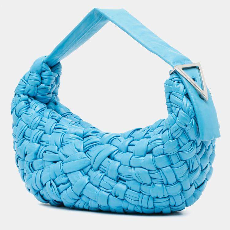 Pre Owned Bottega Veneta Blue Foulard Intrecciato Banana Bag