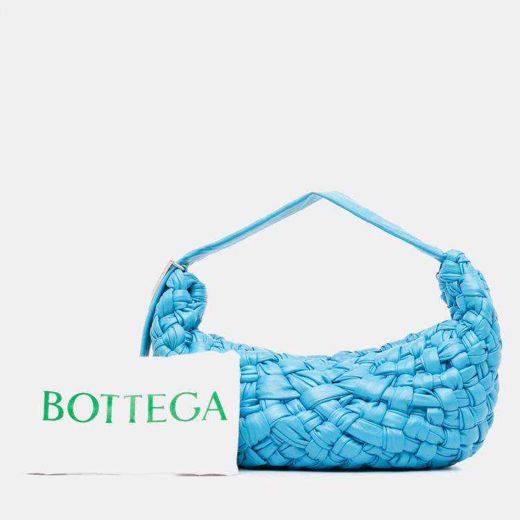 Pre Owned Bottega Veneta Blue Foulard Intrecciato Banana Bag