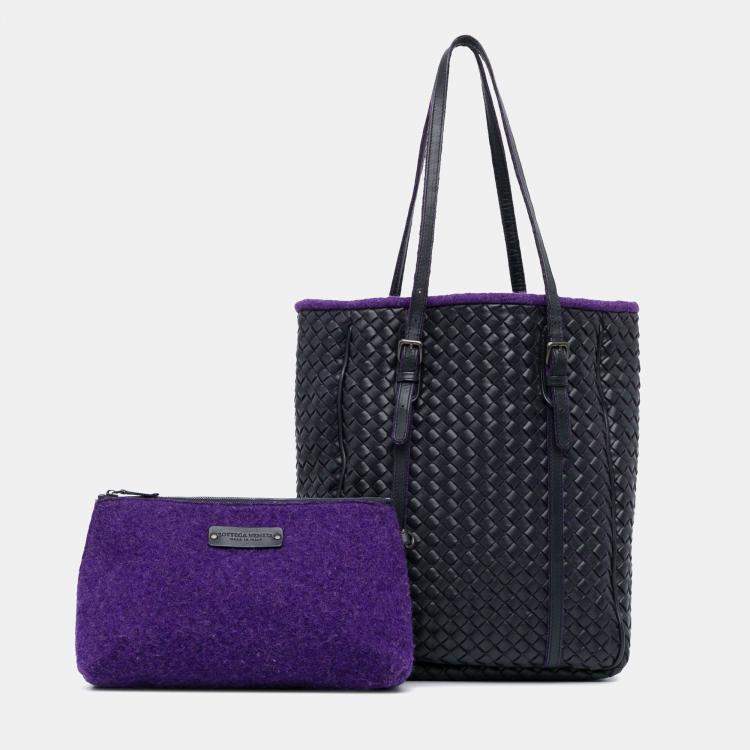 Pre Owned Bottega Veneta Black Leather Intrecciato Tote