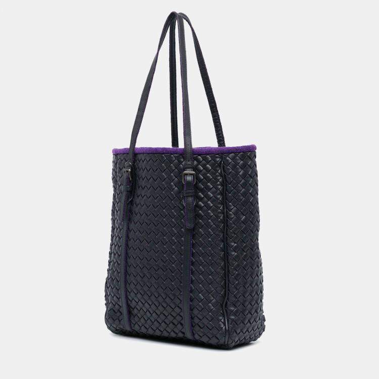 Pre Owned Bottega Veneta Black Leather Intrecciato Tote