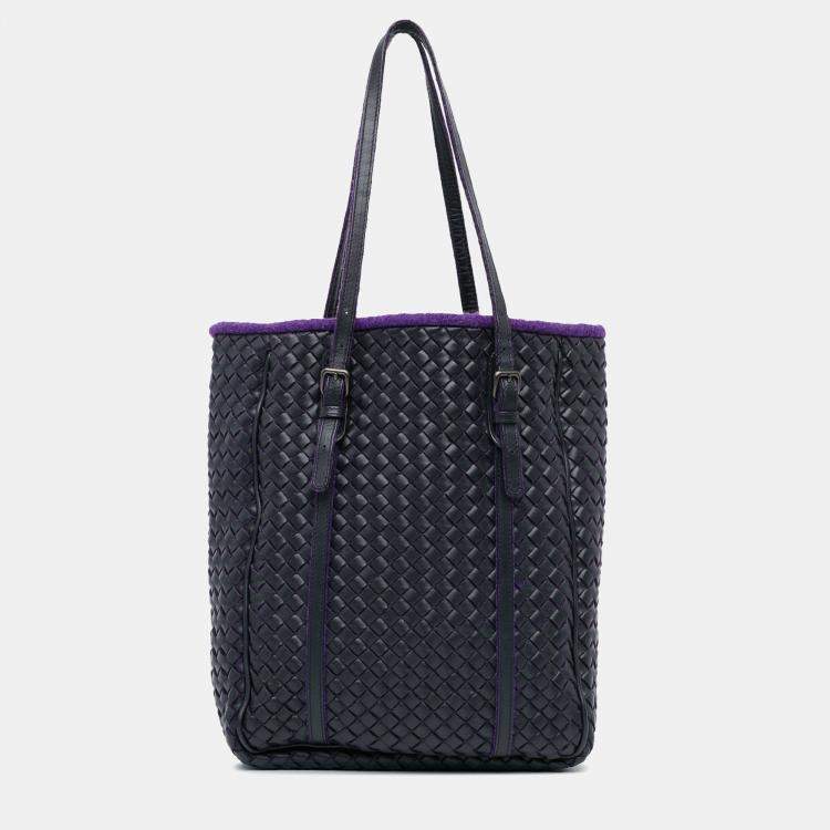 Pre Owned Bottega Veneta Black Leather Intrecciato Tote