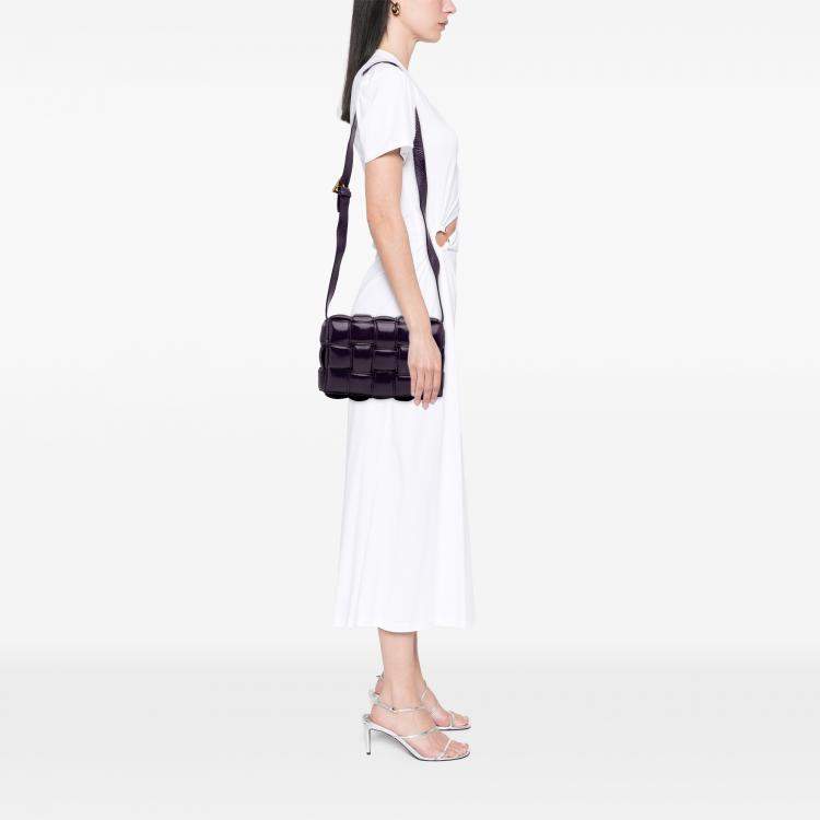 Pre Owned Bottega Veneta Purple Textured Deerskin Intrecciato Padded Cassette Crossbody