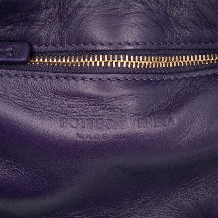 Pre Owned Bottega Veneta Purple Textured Deerskin Intrecciato Padded Cassette Crossbody
