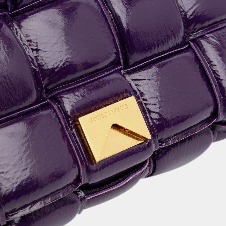 Pre Owned Bottega Veneta Purple Textured Deerskin Intrecciato Padded Cassette Crossbody