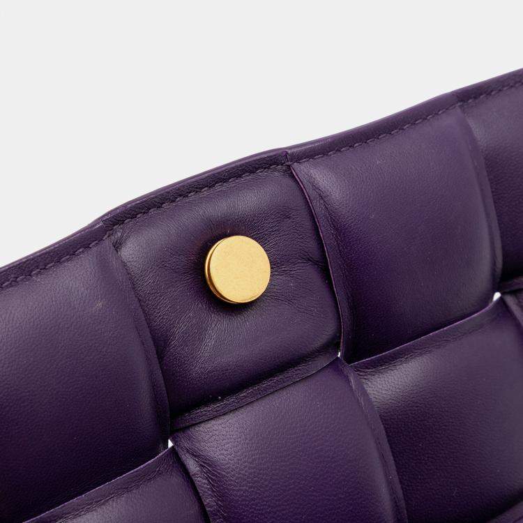 Pre Owned Bottega Veneta Purple Textured Deerskin Intrecciato Padded Cassette Crossbody