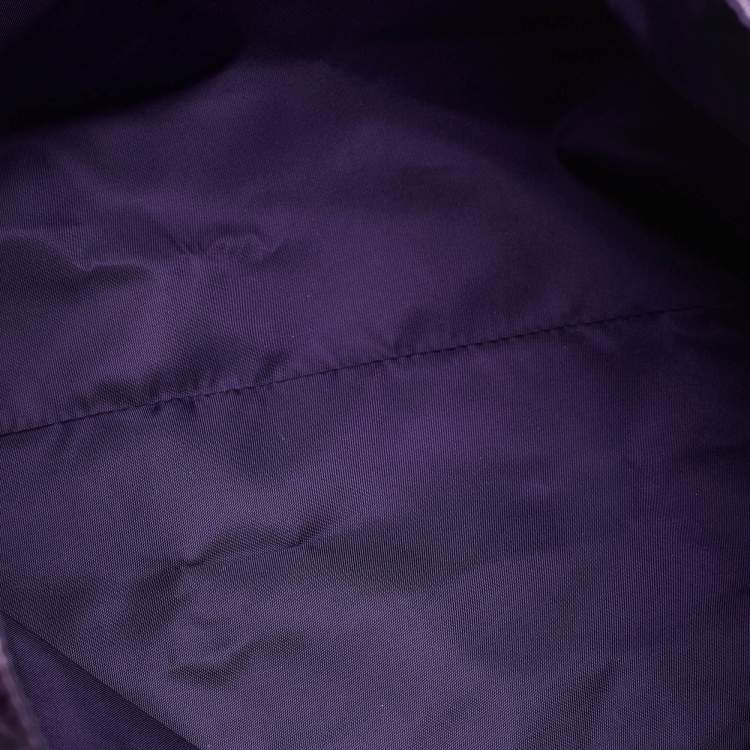 Pre Owned Bottega Veneta Purple Intrecciato Printed Nylon and Leather Tote