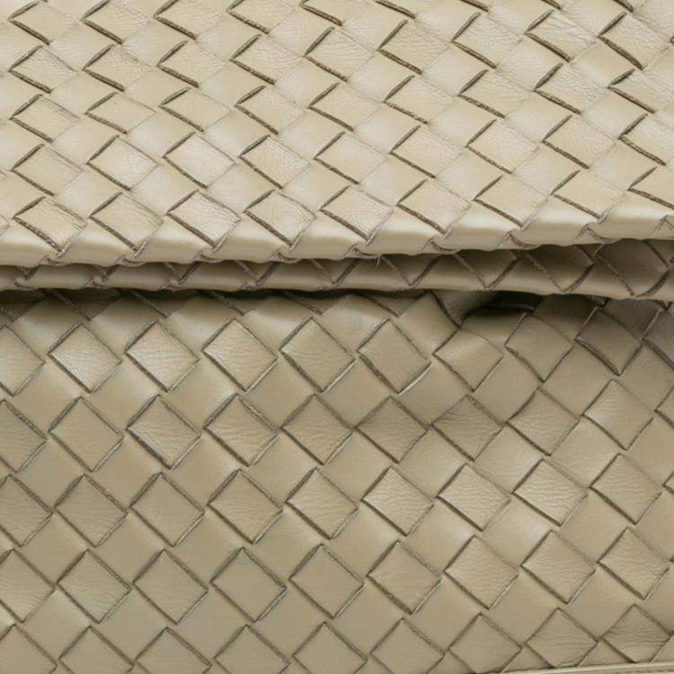 Pre Owned Bottega Veneta Brown Nappa Intrecciato Fold Over Crossbody