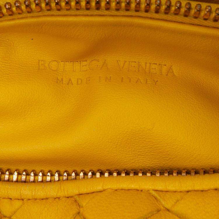 Pre Owned Bottega Veneta Yellow Mini Nappa Intrecciato Jodie