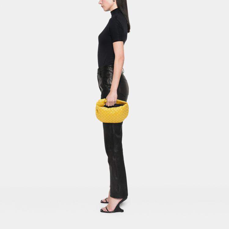 Pre Owned Bottega Veneta Yellow Mini Nappa Intrecciato Jodie