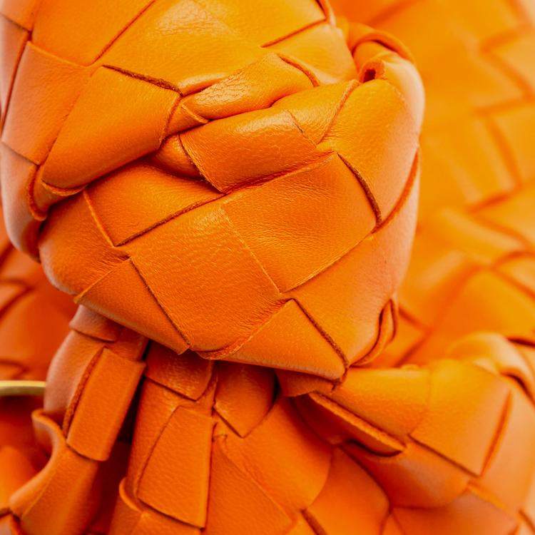 Pre Owned Bottega Veneta Orange Mini Nappa Intrecciato Jodie