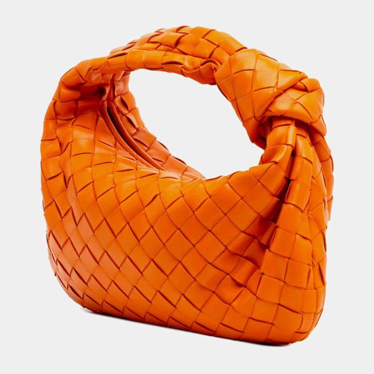 Pre Owned Bottega Veneta Orange Mini Nappa Intrecciato Jodie