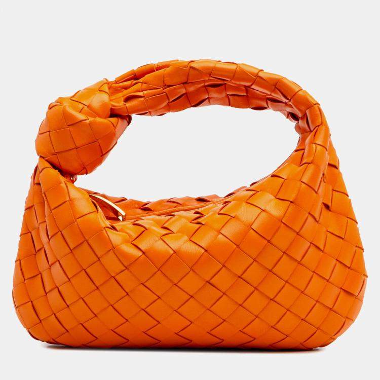 Pre Owned Bottega Veneta Orange Mini Nappa Intrecciato Jodie