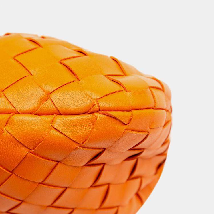 Pre Owned Bottega Veneta Orange Mini Nappa Intrecciato Jodie