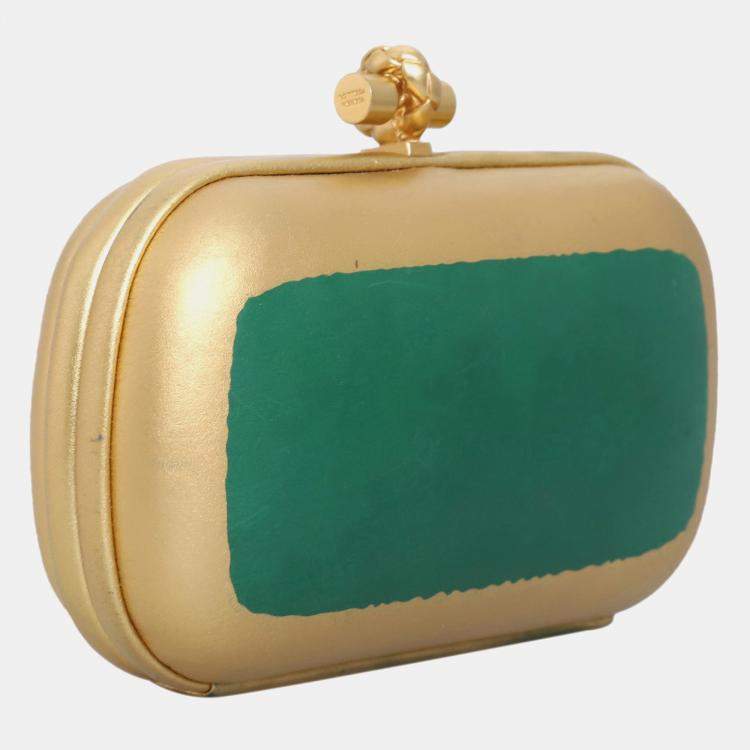 Pre Owned Bottega Veneta Leather Knot Clutch