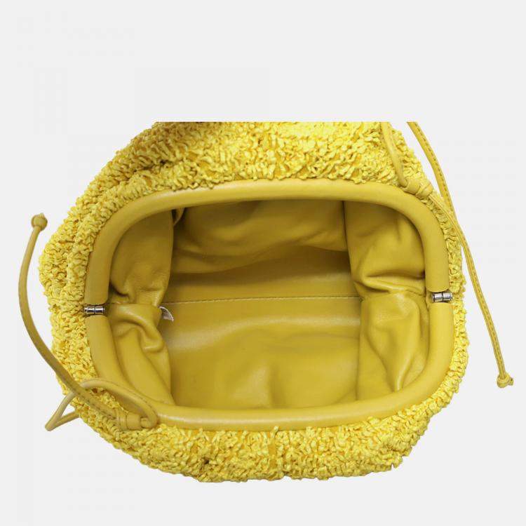 Pre Owned Bottega Veneta Curly Raffia Mini Pouch Bag in Yellow
