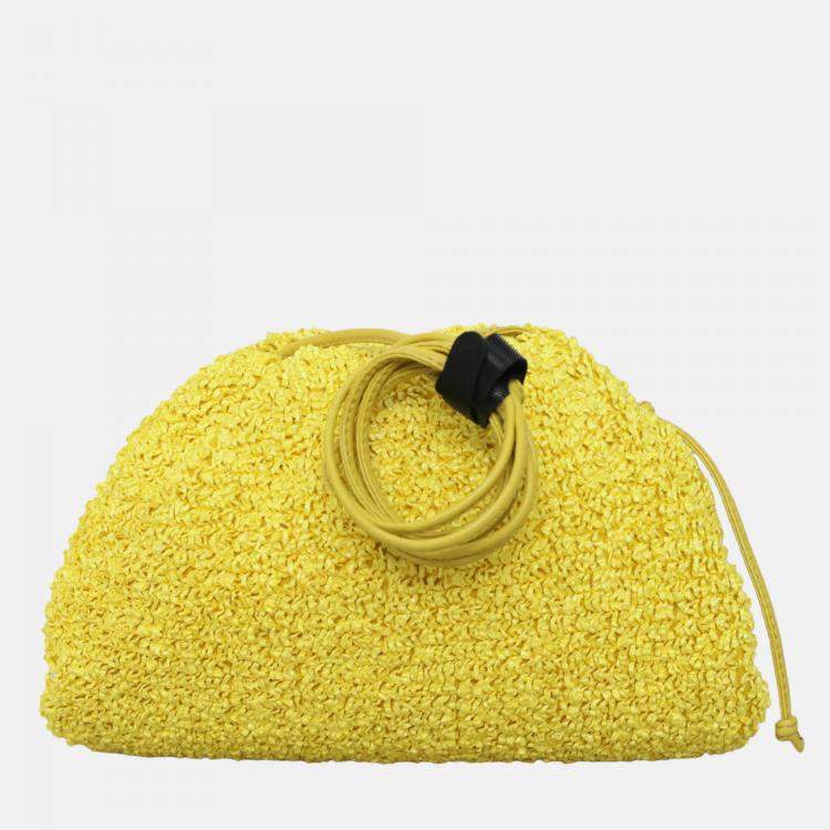 Pre Owned Bottega Veneta Curly Raffia Mini Pouch Bag in Yellow