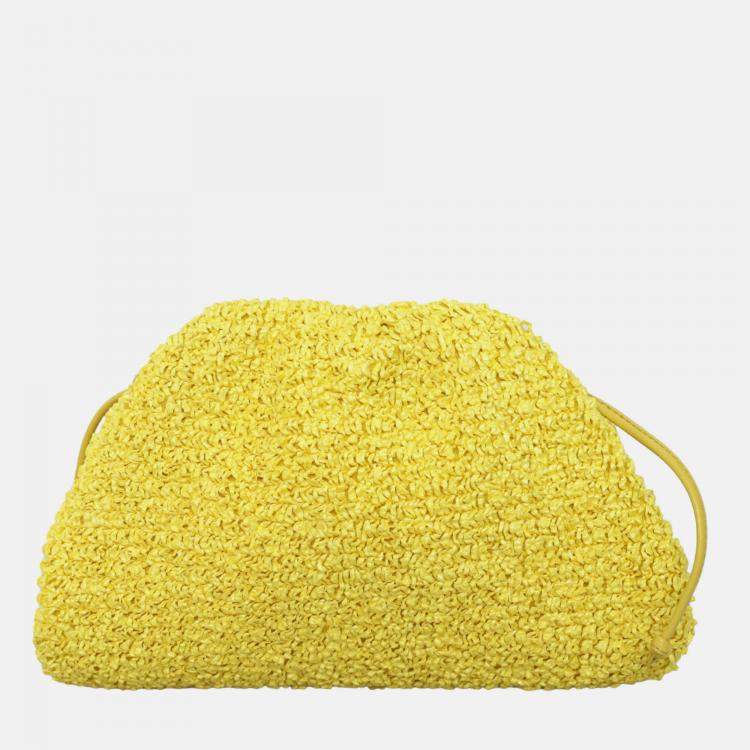 Pre Owned Bottega Veneta Curly Raffia Mini Pouch Bag in Yellow