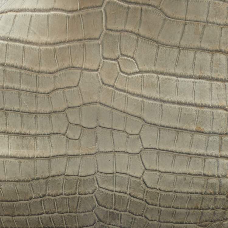 Pre Owned Bottega Veneta Beige/Blue Crocodile Campana Hobo