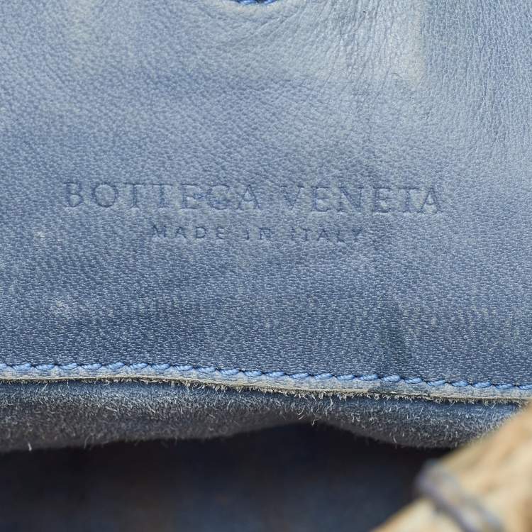 Pre Owned Bottega Veneta Beige/Blue Crocodile Campana Hobo