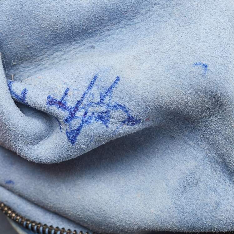 Pre Owned Bottega Veneta Beige/Blue Crocodile Campana Hobo
