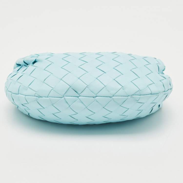 Pre Owned Bottega Veneta Light Blue Intrecciato Leather Mini Jodie Hobo