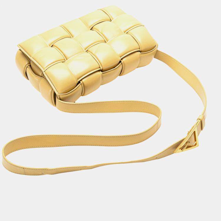 Pre Owned Bottega Veneta Yellow Nappa Intrecciato Padded Cassette Crossbody Bag