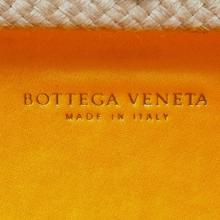 Pre Owned Bottega Veneta Yellow/Beige Satin and Rope Trim Knot Long Clutch