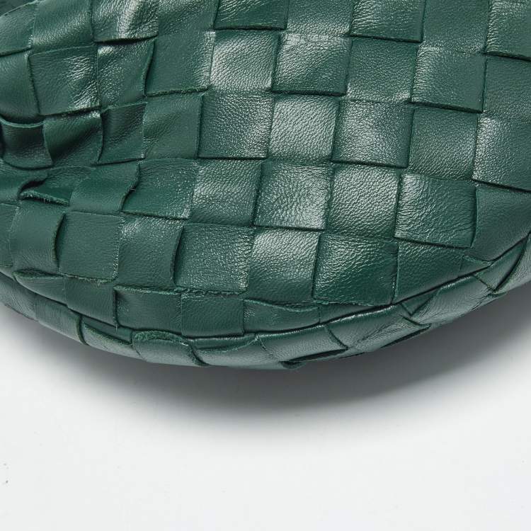 Pre Owned Bottega Veneta Green Intrecciato Leather Mini Jodie Hobo