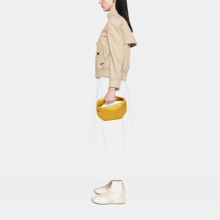 Pre Owned Bottega Veneta Yellow Mini Nappa Intrecciato Jodie