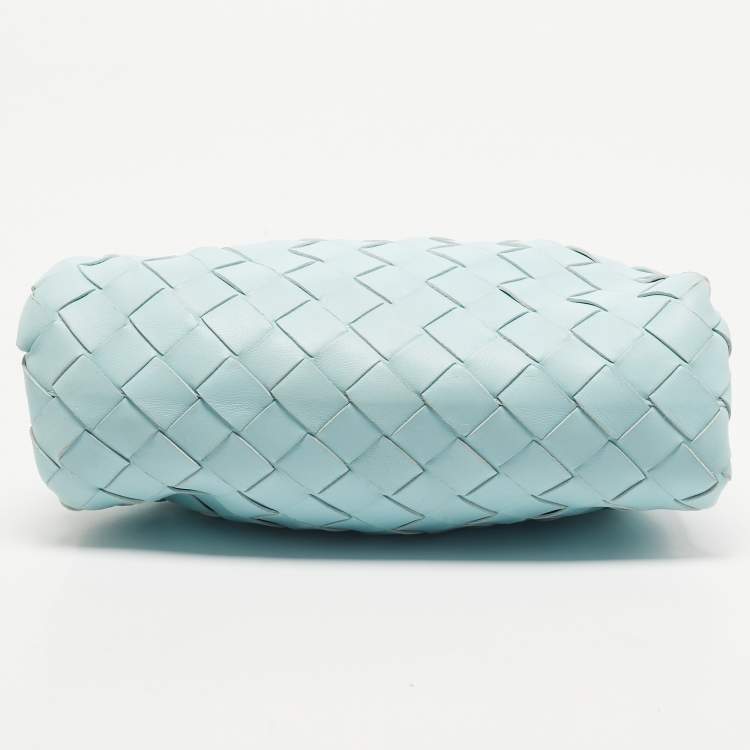 Pre Owned Bottega Veneta Light Blue Intrecciato Leather Mini The Pouch Bag