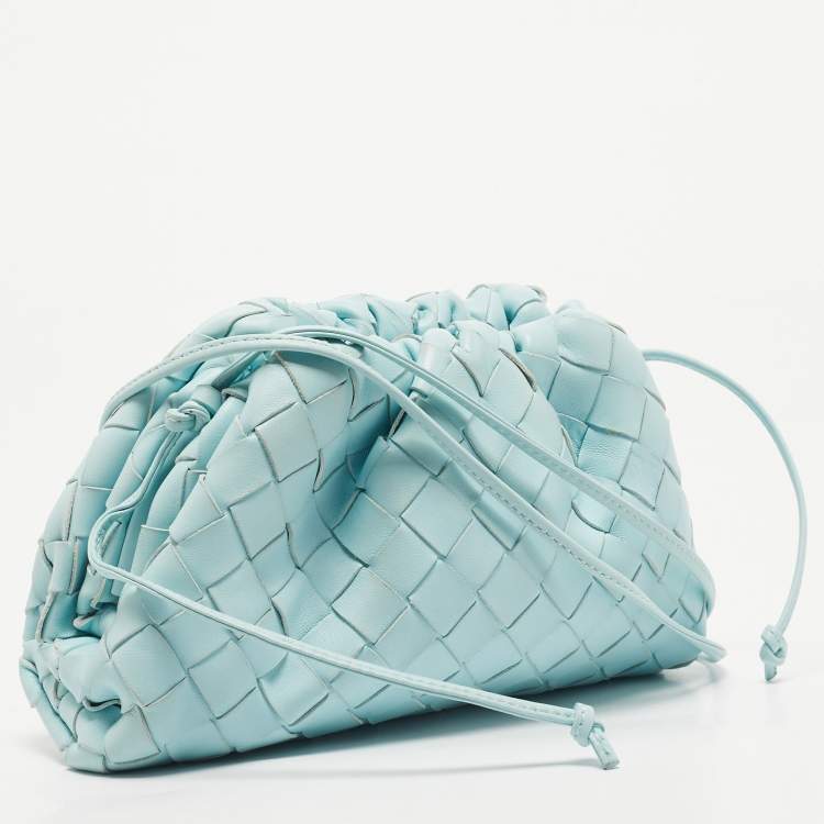 Pre Owned Bottega Veneta Light Blue Intrecciato Leather Mini The Pouch Bag