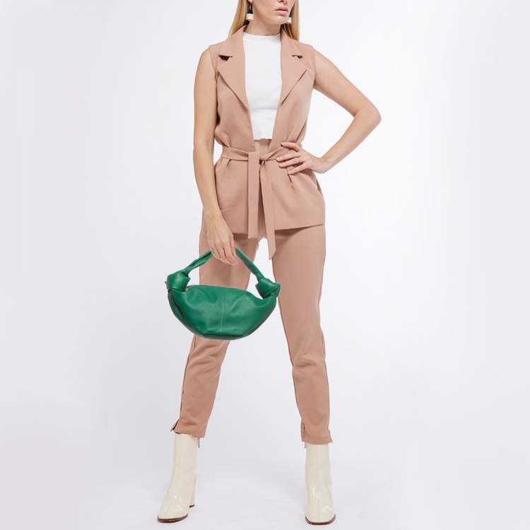 Pre Owned Bottega Veneta Green Leather Double Knot Bag