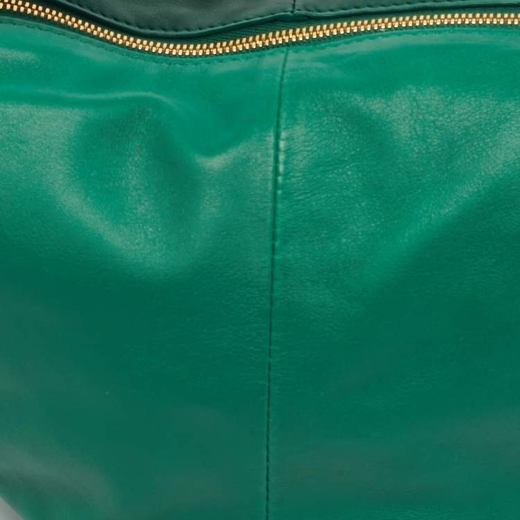 Pre Owned Bottega Veneta Green Leather Double Knot Bag