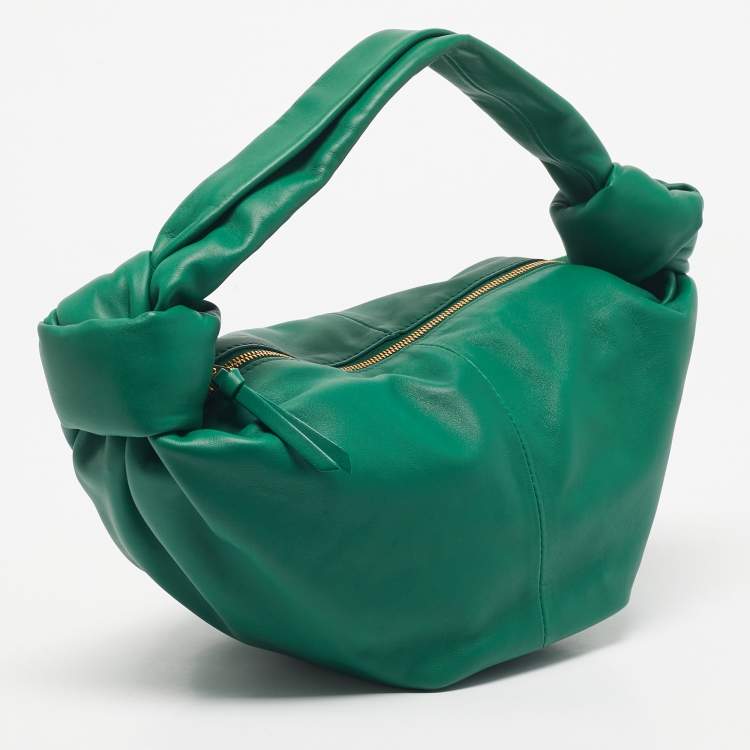 Pre Owned Bottega Veneta Green Leather Double Knot Bag