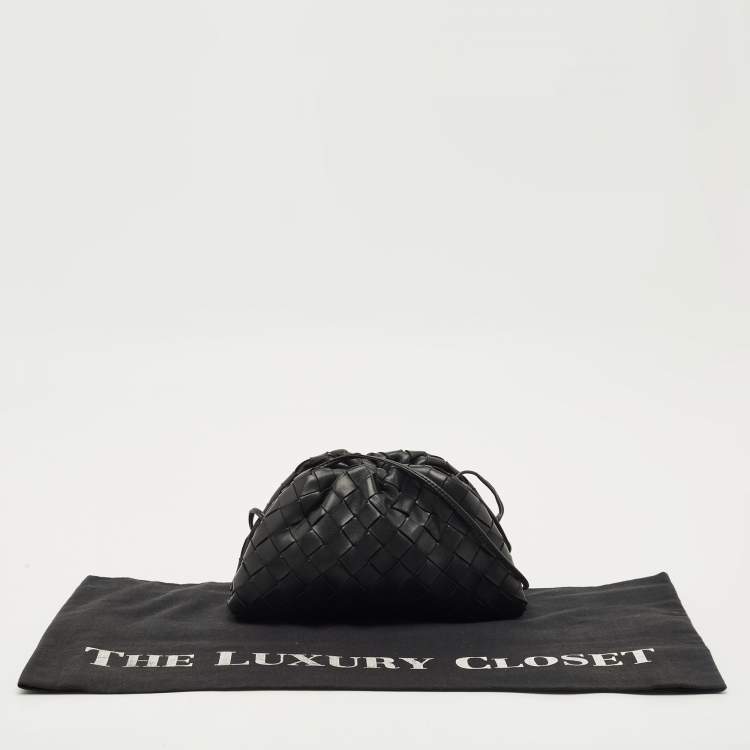 Pre Owned Bottega Veneta Black Intrecciato Leather Mini The Pouch Clutch